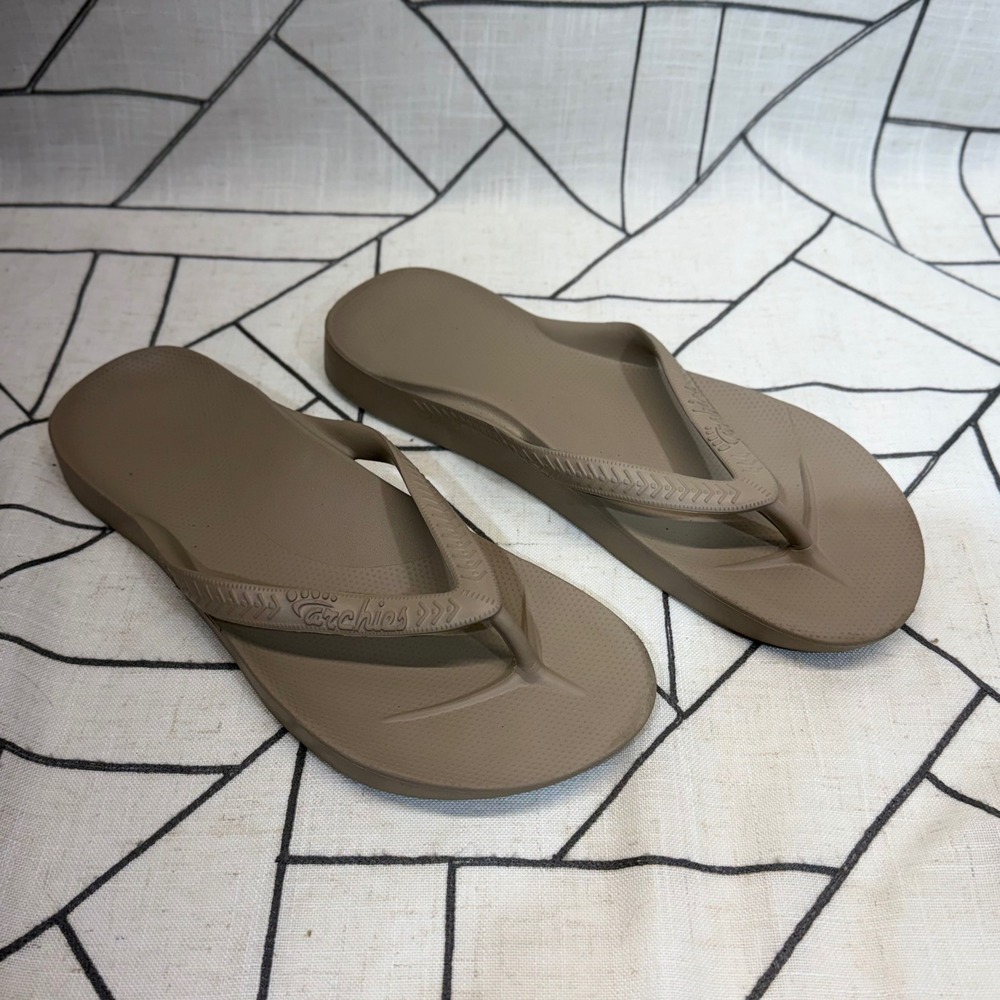 Archies Arch Support Flip Flops Mens 10 Womens 11 Taupe Orthotic Sandals